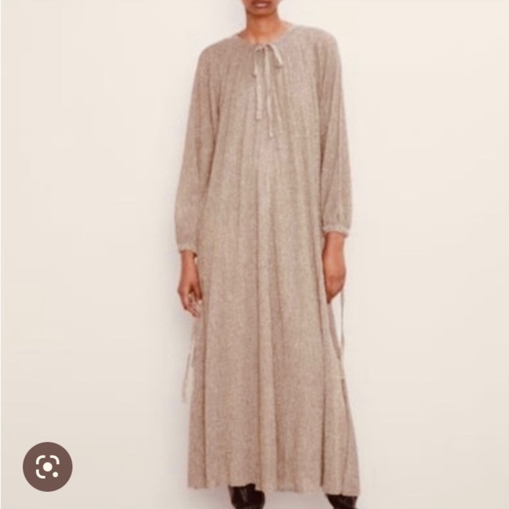 Zara Long Gold Lurex Knit Dress